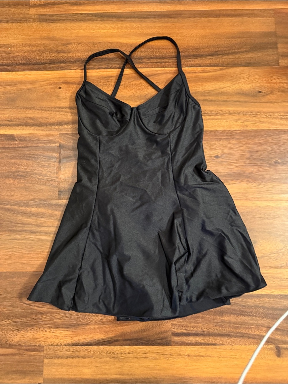 Michael Kors Black Swim Dress with Crisscross Straps